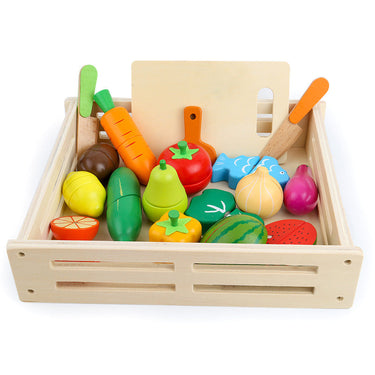 EcoToys ChefPal - Haz que cocinar sea mágico | Set de frutas y verduras de madera para niños